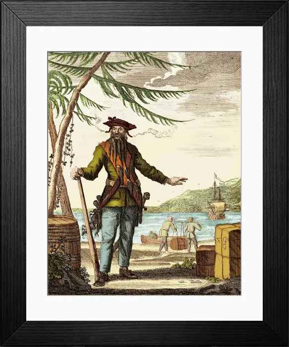 Framed Print : Edward Teach AKA Blackbeard, English Pirate Framed Print : Edward Teach AKA Blackbeard, English Pirate