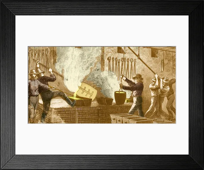 Framed Print : Melting Bullion Into Bars