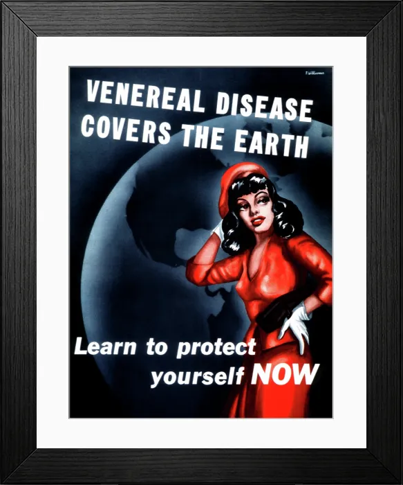 Framed Print : STD Poster, Venereal Disease Covers the Earth Framed Print : STD Poster, Venereal Disease Covers the Earth