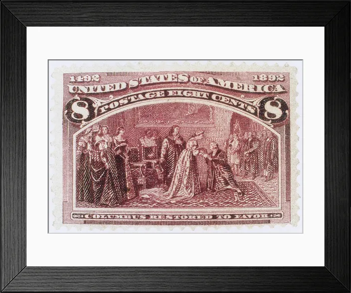 Framed Print : Columbus Restored to Favor, US Postage Stamp, 1893 Framed Print : Columbus Restored to Favor, US Postage Stamp, 1893