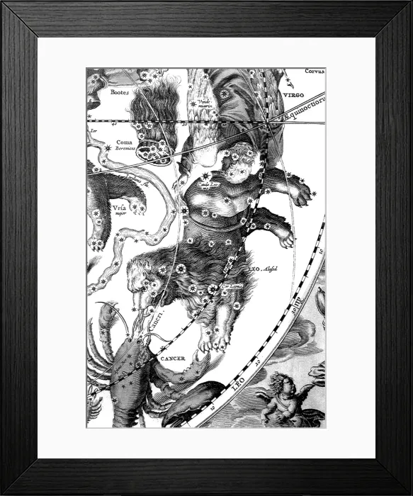 Framed Print : Leo Constellation, Zodiac Sign, Cellarius, 1660