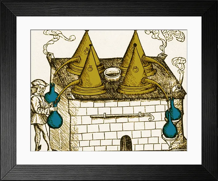 Framed Print : Alchemy, Distillation Furnace, 16th Century Framed Print : Alchemy, Distillation Furnace, 16th Century