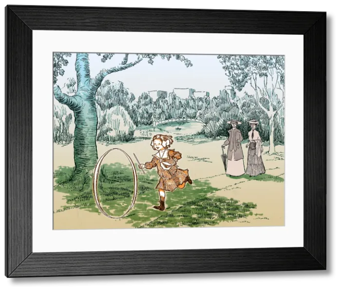 Framed Print : Hoop Rolling, 1904