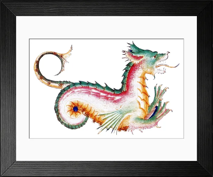 Framed Print : Rainbow Colored Dragon, 15th Century