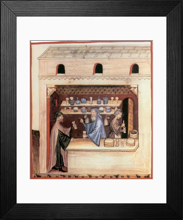 Framed Print : Italian Pharmacy, 14th Century