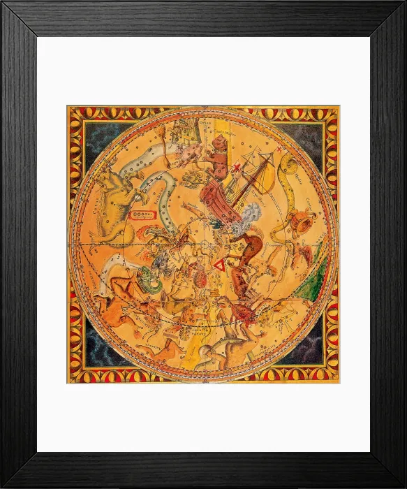Framed Print : Northern Hemisphere Constellations, 1686 Framed Print : Northern Hemisphere Constellations, 1686