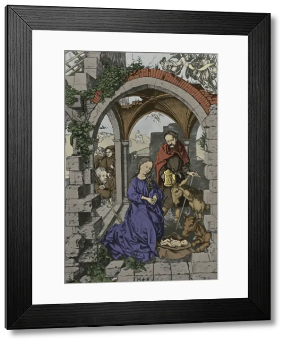 Framed Print : Nativity. The nativity, Martin Schongauer, 1470 AD Framed Print : Nativity. The nativity, Martin Schongauer, 1470 AD