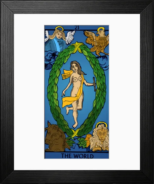 Framed Print : The World, Tarot Card Framed Print : The World, Tarot Card