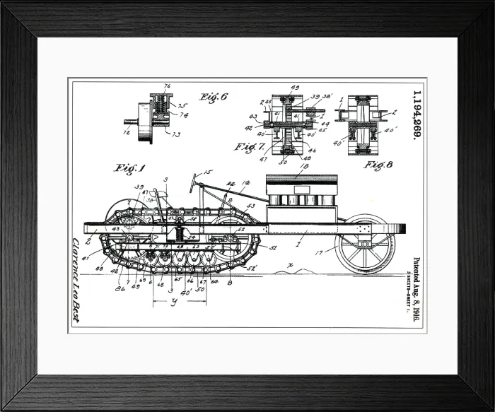 Framed Print : C.L. Best Crawler Patent, 1916 Framed Print : C.L. Best Crawler Patent, 1916