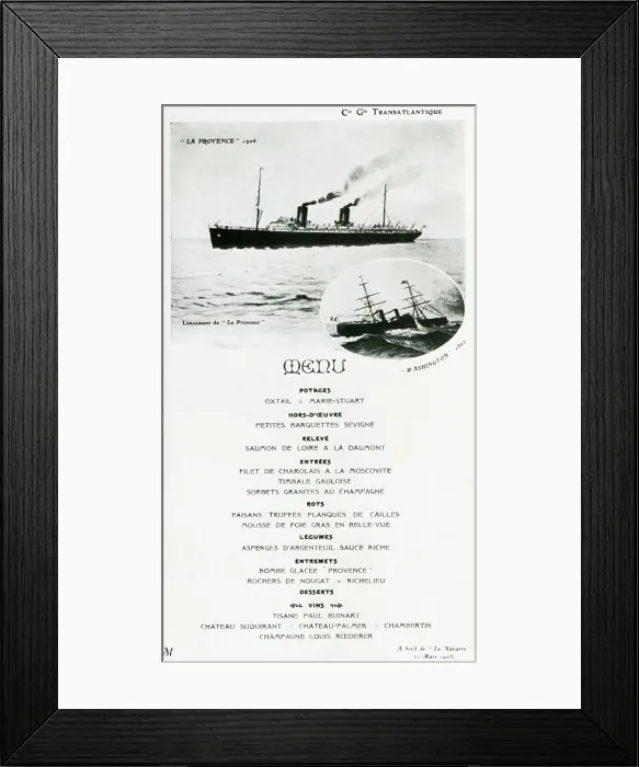 Framed Print : Menu from La Navarre Framed Print : Menu from La Navarre