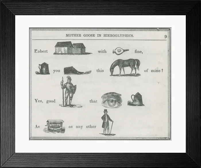 Framed Print : Mother Goose In Hieroglyphics, 1855 Framed Print : Mother Goose In Hieroglyphics, 1855