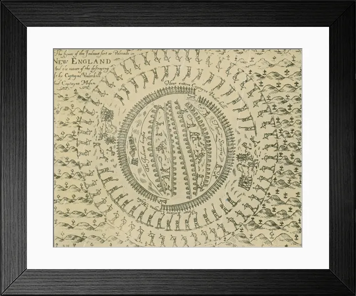 Framed Print : Pequot War, Mystic Massacre, 1637 Framed Print : Pequot War, Mystic Massacre, 1637