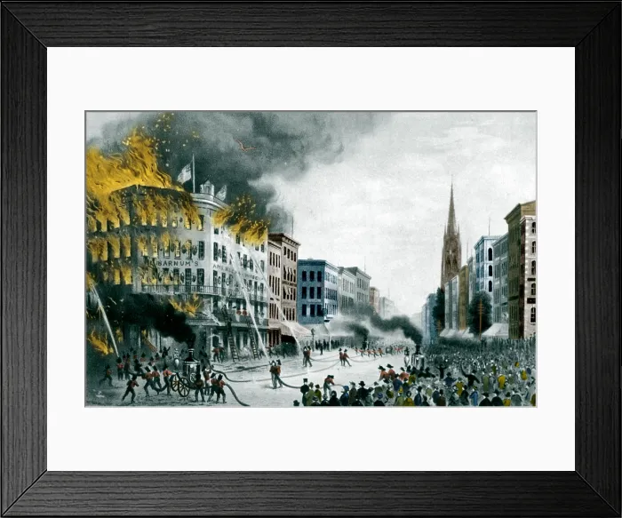 Framed Print : Barnum's Museum Fire, 1865 Framed Print : Barnum's Museum Fire, 1865