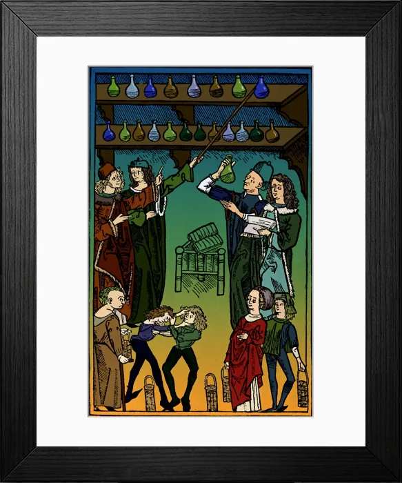 Framed Print : Hortus Sanitatis, Uroscopy