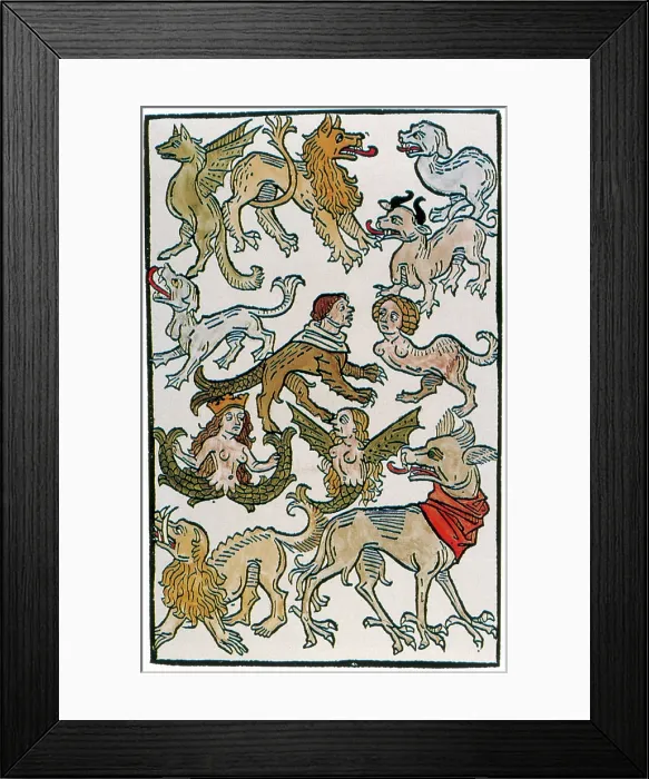 Framed Print : Human Monsters, 1493 Framed Print : Human Monsters, 1493