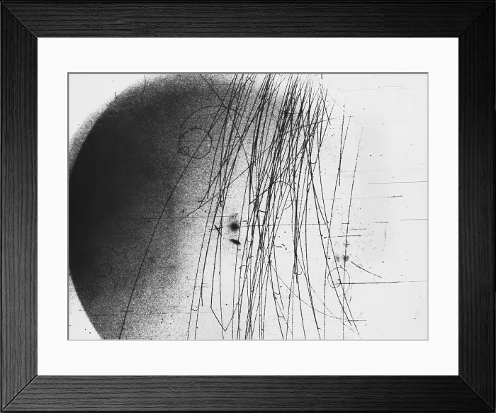 Framed Print : Meson Decay in Bubble Chamber Framed Print : Meson Decay in Bubble Chamber