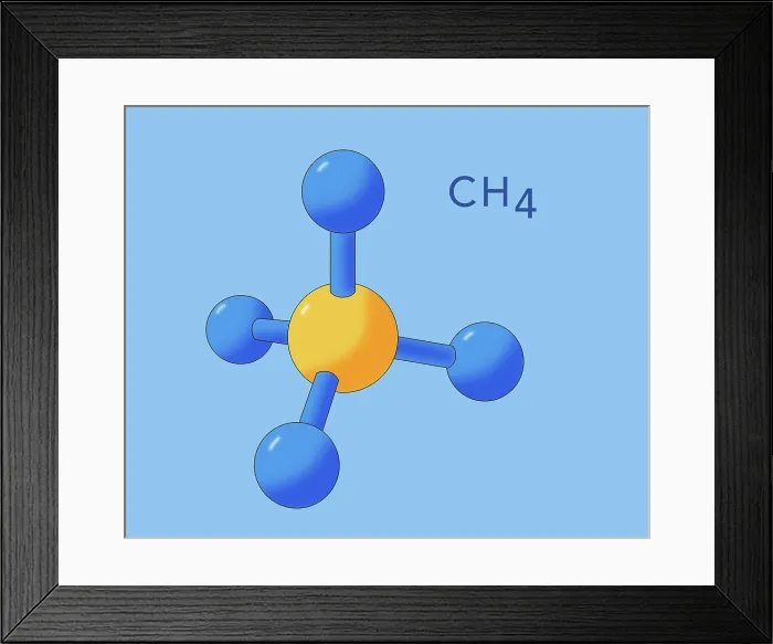 Framed Print : Molecular Model of Methane, CH4, Illustration Framed Print : Molecular Model of Methane, CH4, Illustration