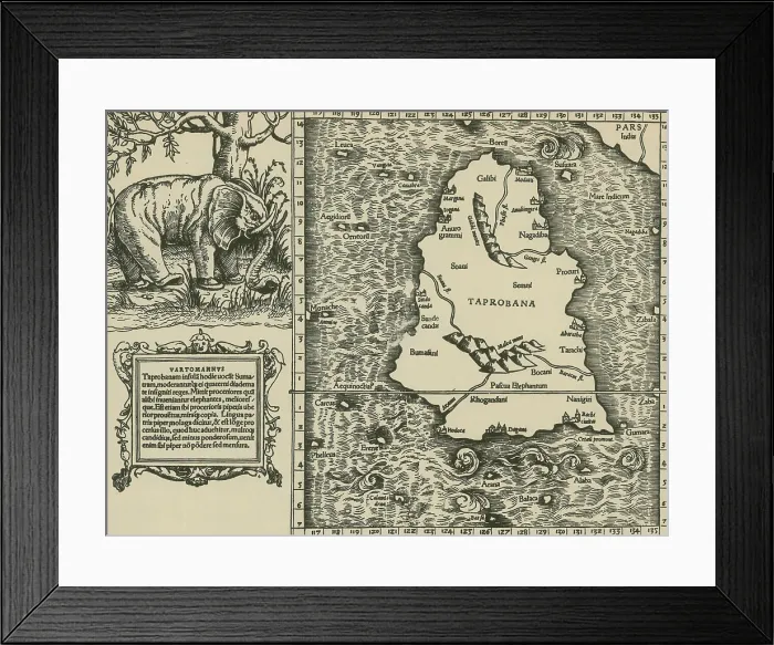 Framed Print : Ptolemy's Map of Ceylon, 2nd Century Framed Print : Ptolemy's Map of Ceylon, 2nd Century