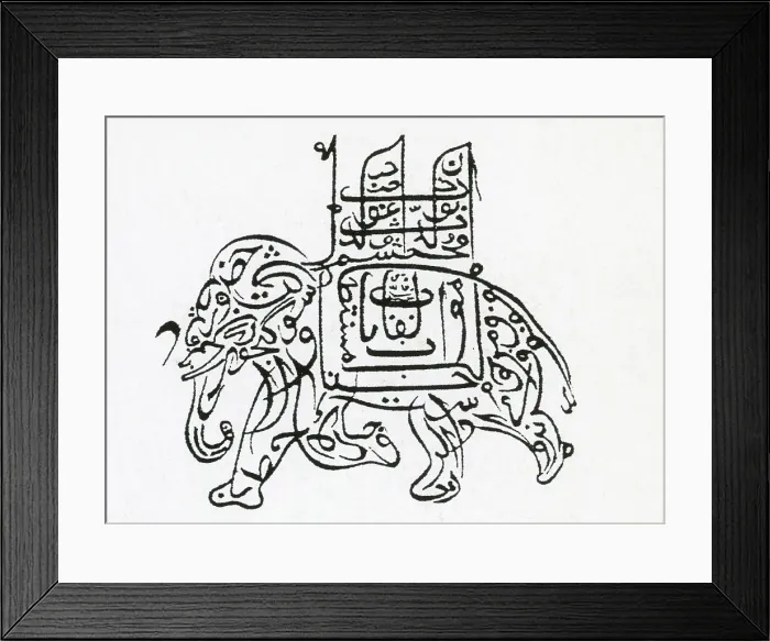 Framed Print : Elephant, Arabic Characters, 1914