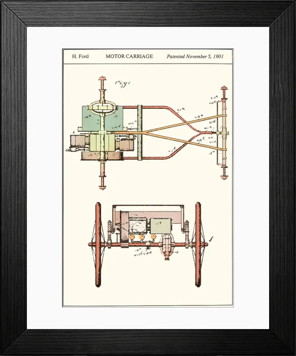 Framed Print : Henry Ford's Motor Carriage Patent, 1901