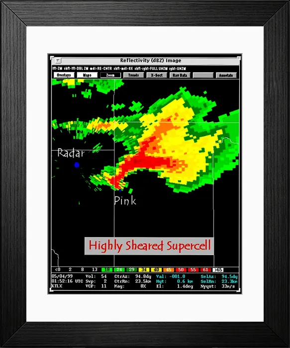 Framed Print : Supercell with Hook Echo, Radar Framed Print : Supercell with Hook Echo, Radar