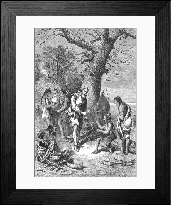 Framed Print : Captain John Smith, Powhatans Captive, 1607
