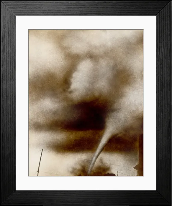 Framed Print : Tornado, Oklahoma, August 1925. The condensation funnel is clearly visible