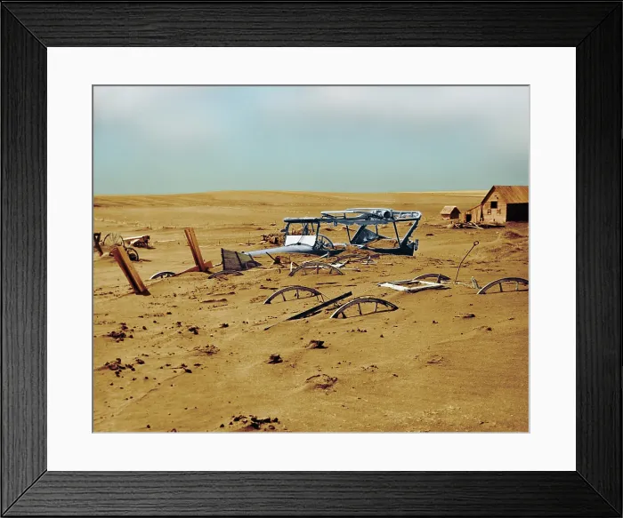 Framed Print : Dust Bowl. Machinery buried under dust and sand in a barn lot in Dallas, South Dakota Framed Print : Dust Bowl. Machinery buried under dust and sand in a barn lot in Dallas, South Dakota