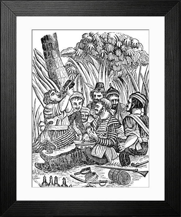 Framed Print : Bartholmew Roberts and Crew Drinking Rum, 18th Century Framed Print : Bartholmew Roberts and Crew Drinking Rum, 18th Century