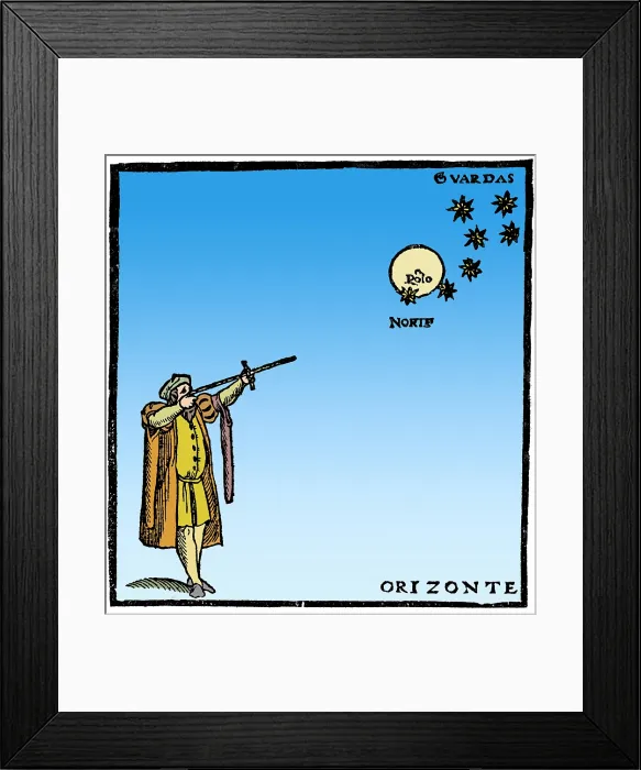 Framed Print : Pole Star Sight with Cross-staff, 1552