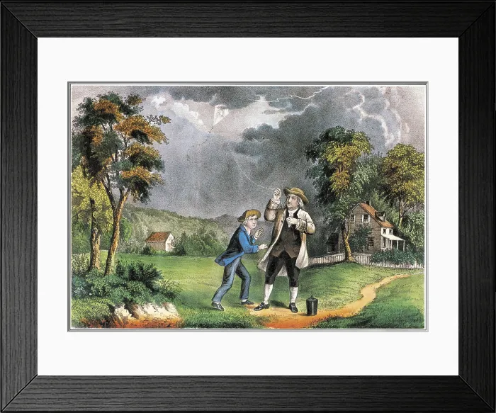 Framed Print : Benjamin Franklin, Kite Experiment Framed Print : Benjamin Franklin, Kite Experiment