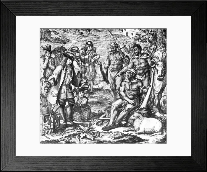 Framed Print : Peter Kolbe Trading with the Khoikhoi, 18th Century Framed Print : Peter Kolbe Trading with the Khoikhoi, 18th Century