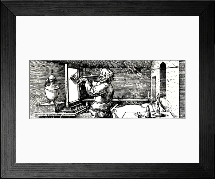 Framed Print : Perspective Projection, Albrecht Durer, 1532 Framed Print : Perspective Projection, Albrecht Durer, 1532