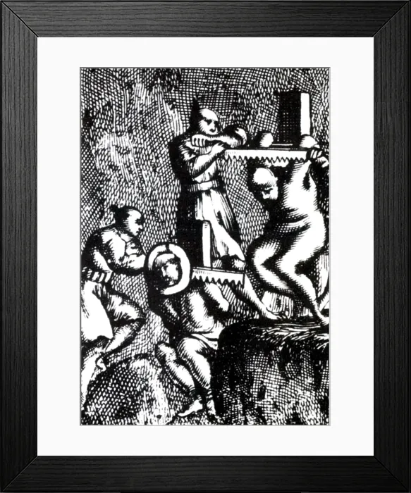 Framed Print : Execution, Death by Sawing, 18th Century Framed Print : Execution, Death by Sawing, 18th Century