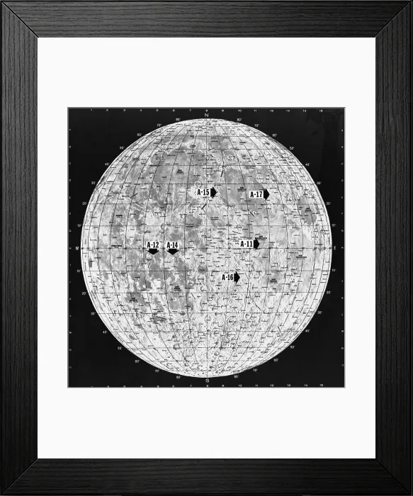 Framed Print : Apollo Landing Sites Framed Print : Apollo Landing Sites