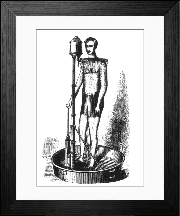Framed Print : Portable Shower Bath, 1880 Framed Print : Portable Shower Bath, 1880