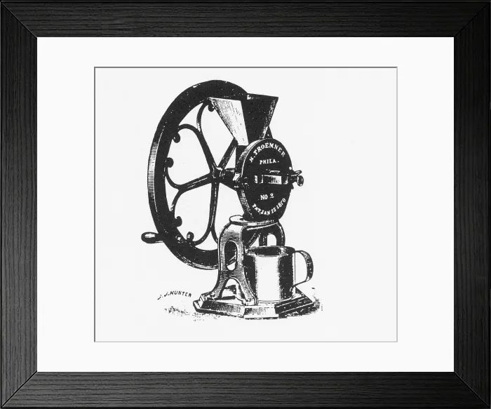 Framed Print : Drug Mill. An illustration of a drug mill from the late 19th century Framed Print : Drug Mill. An illustration of a drug mill from the late 19th century