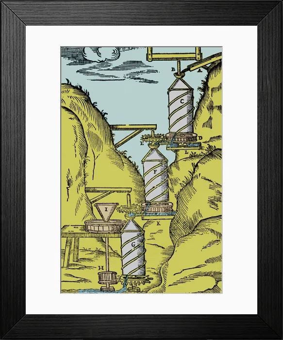 Framed Print : Watermill, Reversed Archimedean Screw