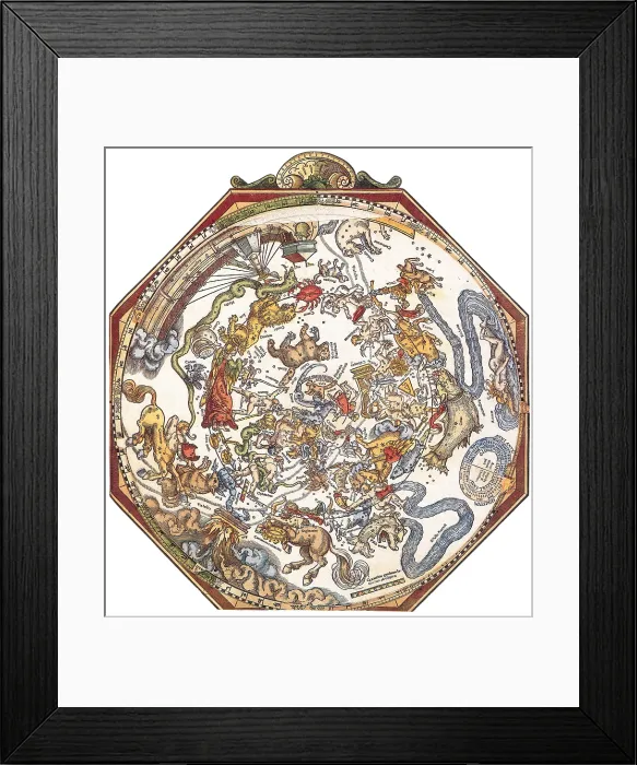 Framed Print : Star Map, Astronomicon Caesareum, 1540