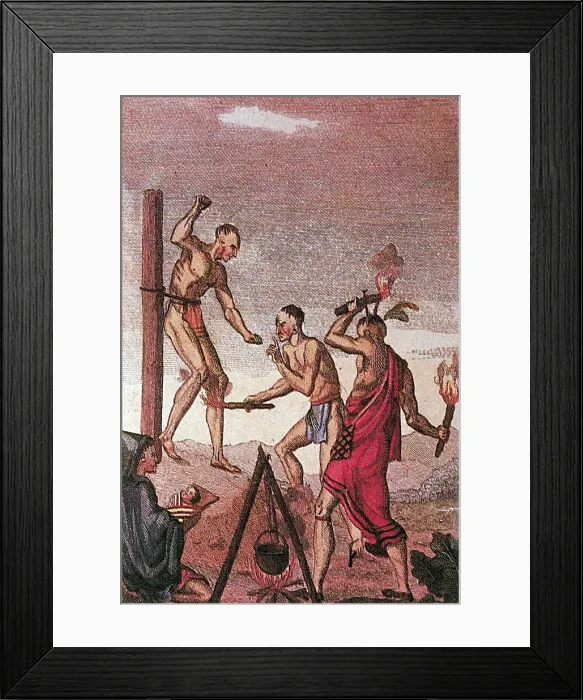 Framed Print : Iroquois Prisoner Being Tortured Framed Print : Iroquois Prisoner Being Tortured