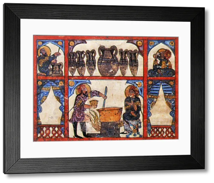 Framed Print : 'De Materia Medica', Preparing Medicine from Honey