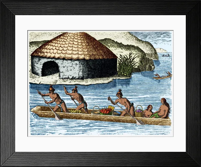 Framed Print : Native Americans Transporting Crops, 16th Century