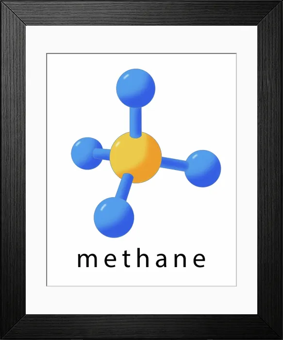Framed Print : Molecular Model of Methane, CH4, Illustration Framed Print : Molecular Model of Methane, CH4, Illustration