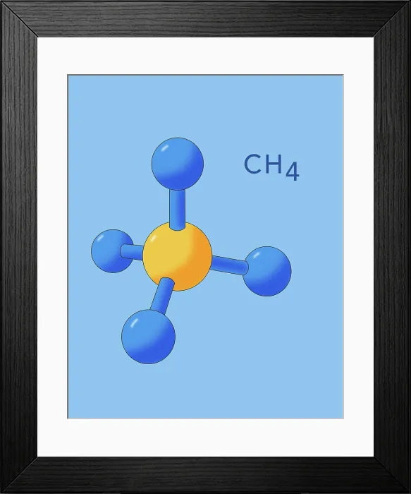 Framed Print : Molecular Model of Methane, CH4, Illustration Framed Print : Molecular Model of Methane, CH4, Illustration