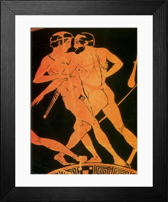 Framed Print : Theseus Slays Periphetes, Red-Figure Pottery Framed Print : Theseus Slays Periphetes, Red-Figure Pottery