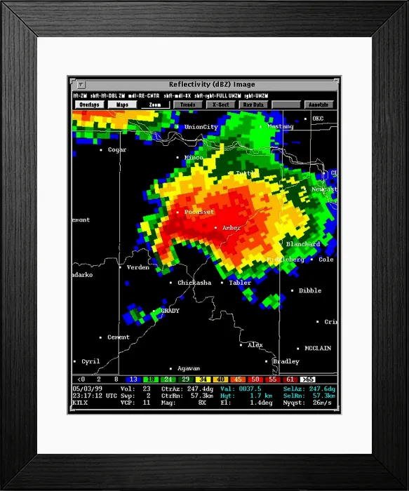 Framed Print : Supercell with Hook Echo, Radar Framed Print : Supercell with Hook Echo, Radar
