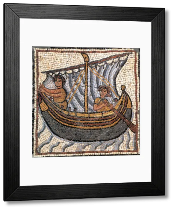 Framed Print : Sailboat, Byzantine Mosaic, 6th Century Framed Print : Sailboat, Byzantine Mosaic, 6th Century