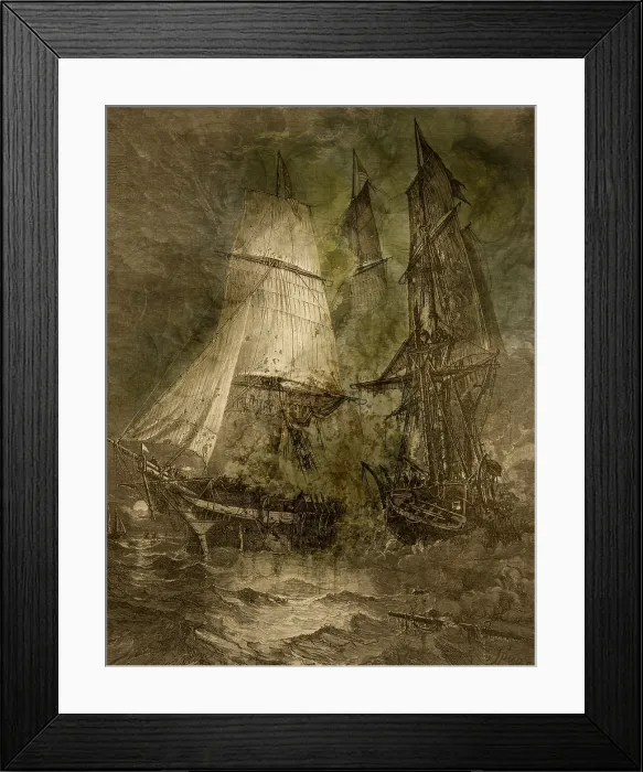 Framed Print : Bon Homme Richard and Serapis, 1779 Framed Print : Bon Homme Richard and Serapis, 1779