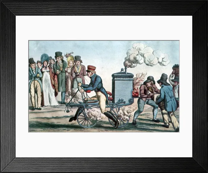 Framed Print : Steam Powered Motorcycle, Velocipede, 1818 Framed Print : Steam Powered Motorcycle, Velocipede, 1818