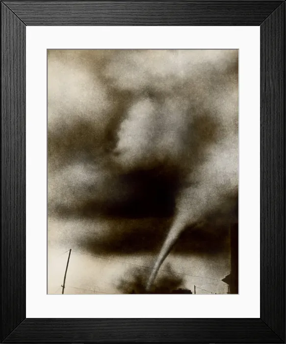 Framed Print : Tornado, Oklahoma, August 1925. The condensation funnel is clearly visible